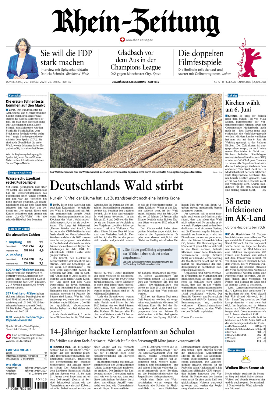 Rhein-Zeitung Kreis Altenkirchen vom Donnerstag, 25.02.2021