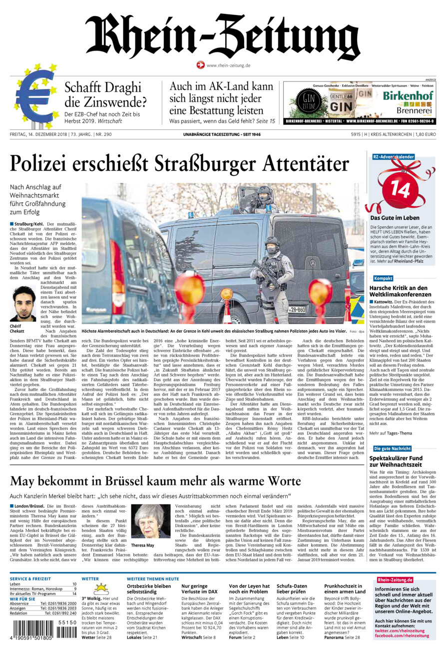 Rhein-Zeitung Kreis Altenkirchen vom Freitag, 14.12.2018
