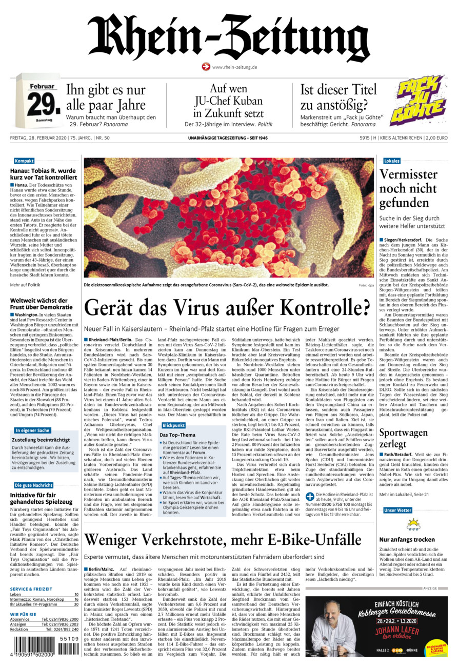 Rhein-Zeitung Kreis Altenkirchen vom Freitag, 28.02.2020