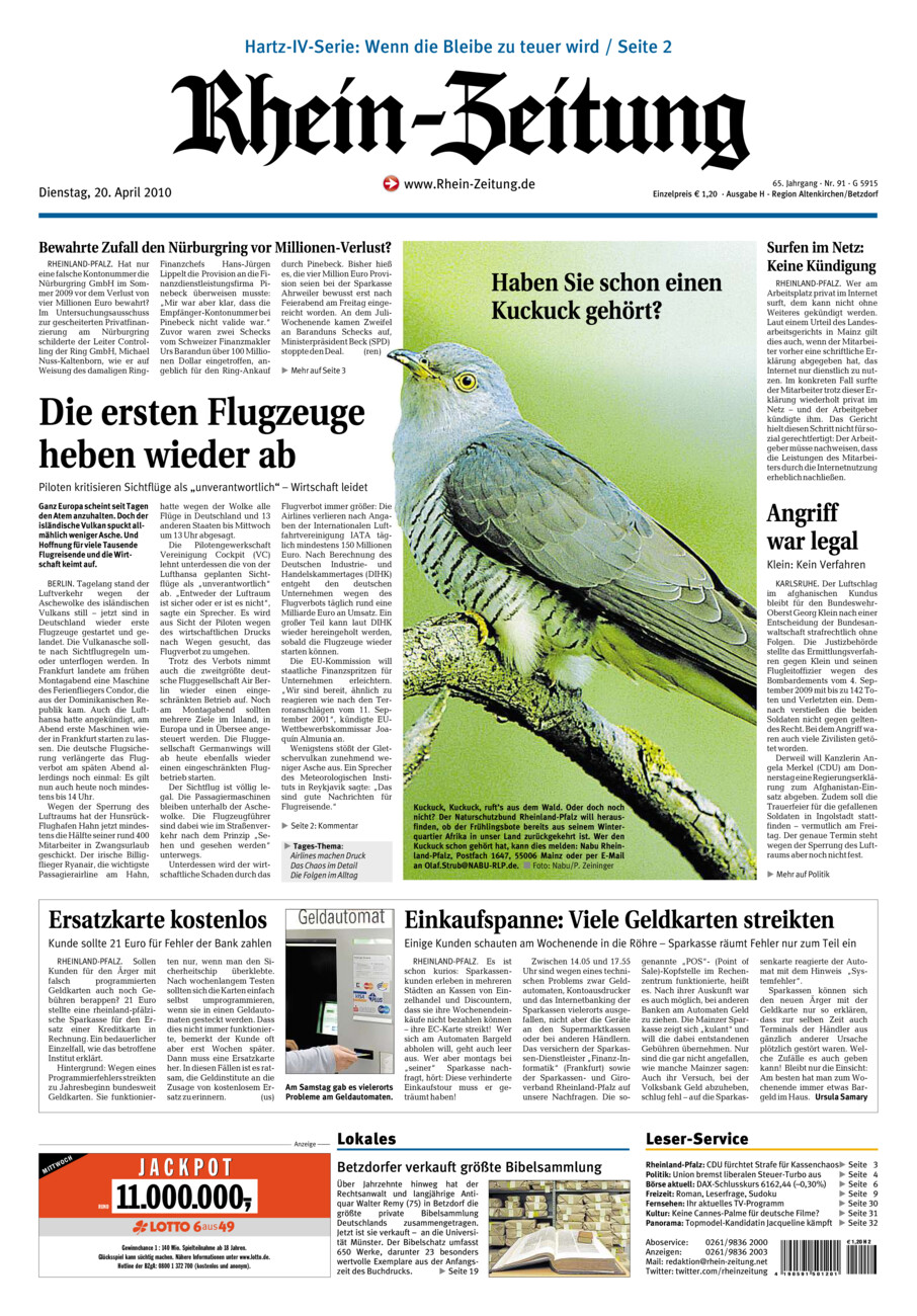 Rhein-Zeitung Kreis Altenkirchen vom Dienstag, 20.04.2010