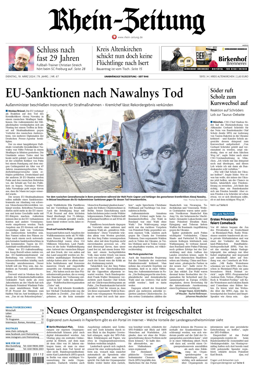 Rhein-Zeitung Kreis Altenkirchen vom Dienstag, 19.03.2024