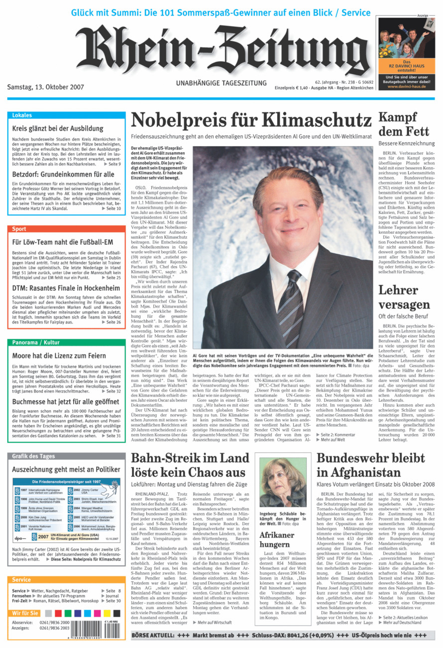 Rhein-Zeitung Kreis Altenkirchen vom Samstag, 13.10.2007