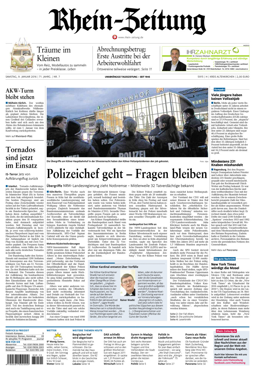 Rhein-Zeitung Kreis Altenkirchen vom Samstag, 09.01.2016
