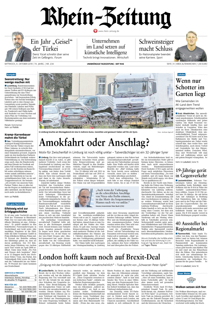 Rhein-Zeitung Kreis Altenkirchen vom Mittwoch, 09.10.2019