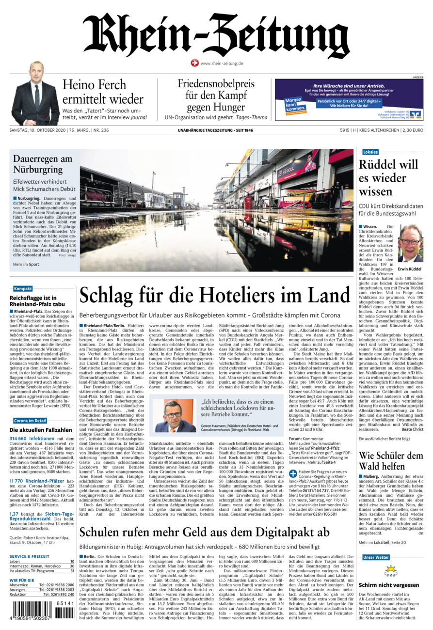 Rhein-Zeitung Kreis Altenkirchen vom Samstag, 10.10.2020