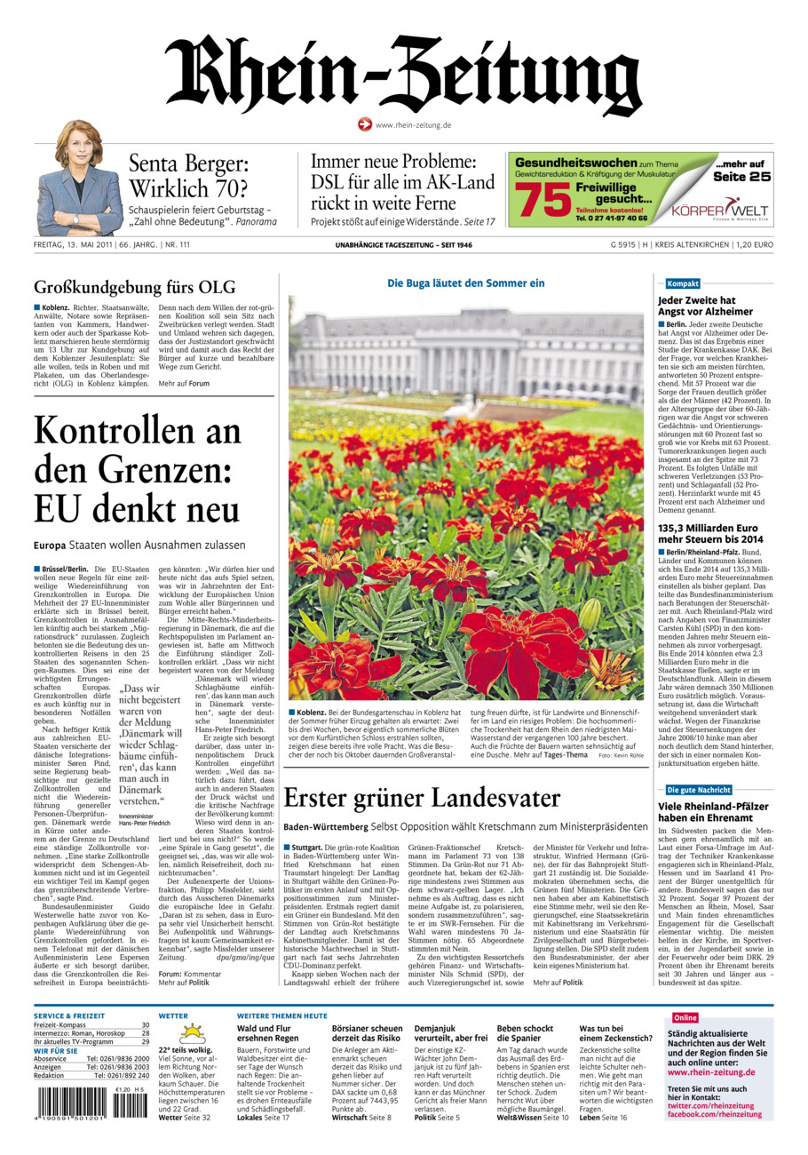 Rhein-Zeitung Kreis Altenkirchen vom Freitag, 13.05.2011