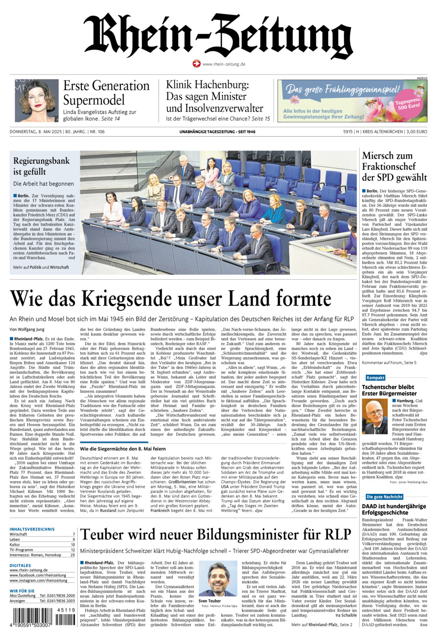 Rhein-Zeitung Kreis Altenkirchen vom Donnerstag, 08.05.2025