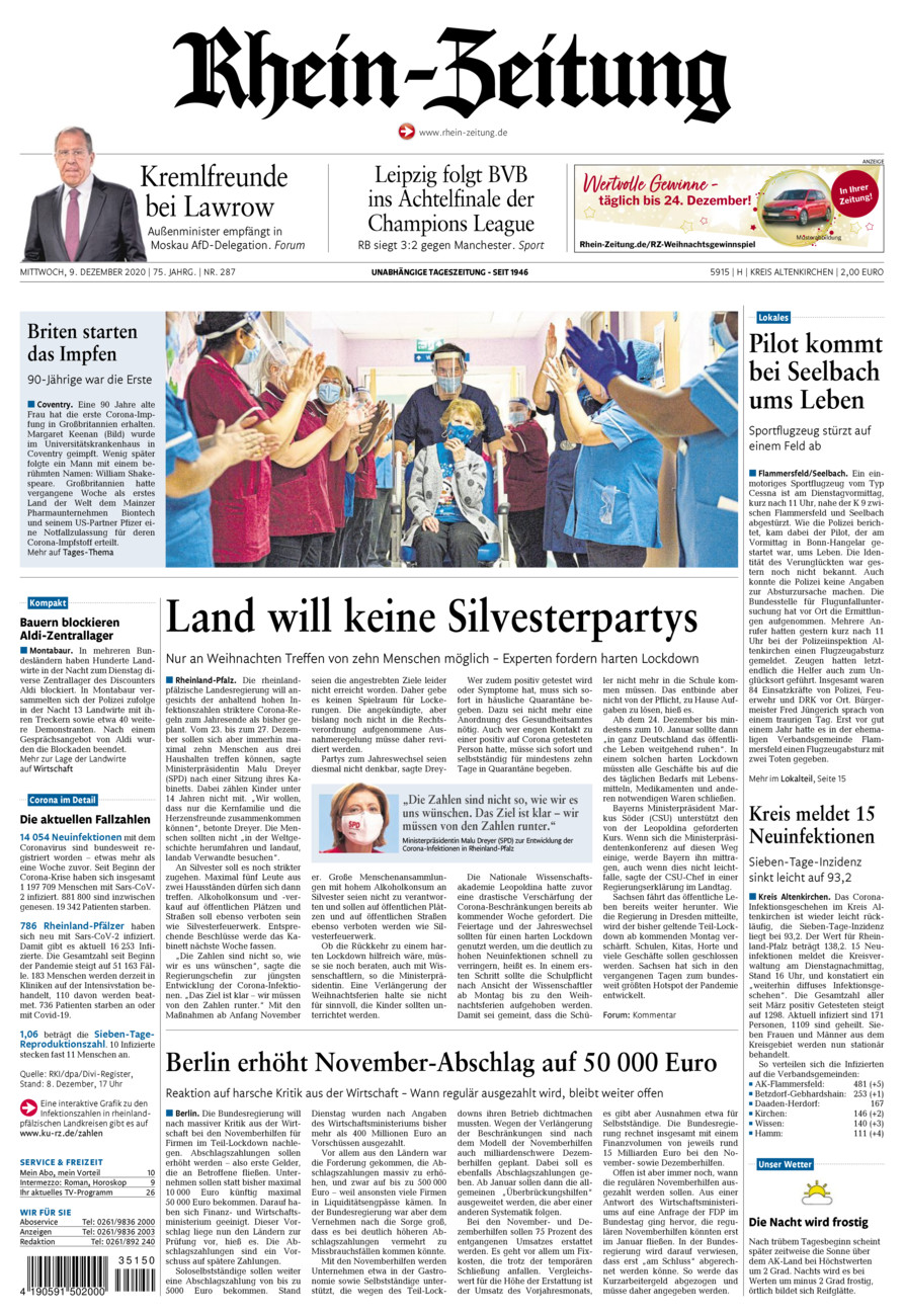 Rhein-Zeitung Kreis Altenkirchen vom Mittwoch, 09.12.2020