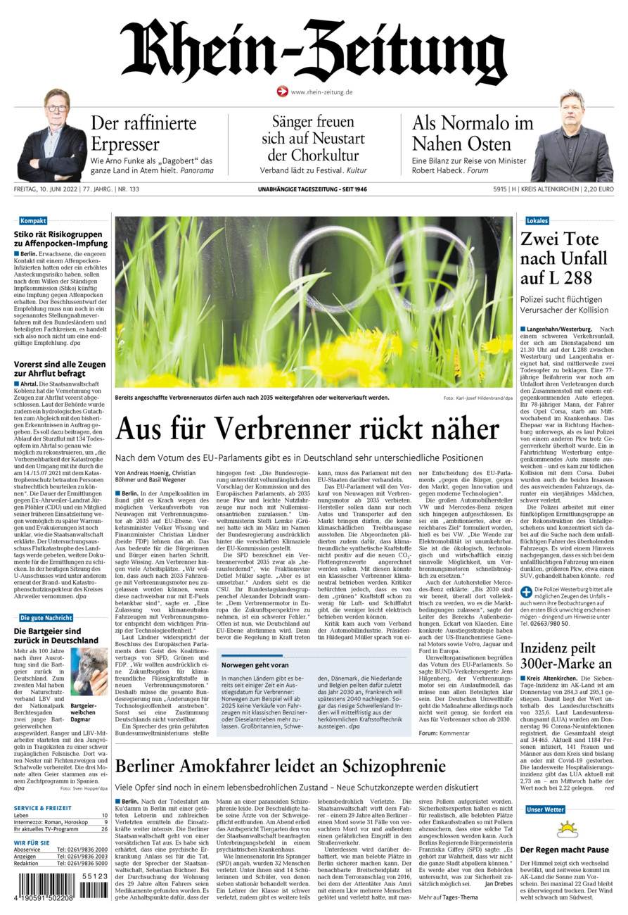 Rhein-Zeitung Kreis Altenkirchen vom Freitag, 10.06.2022