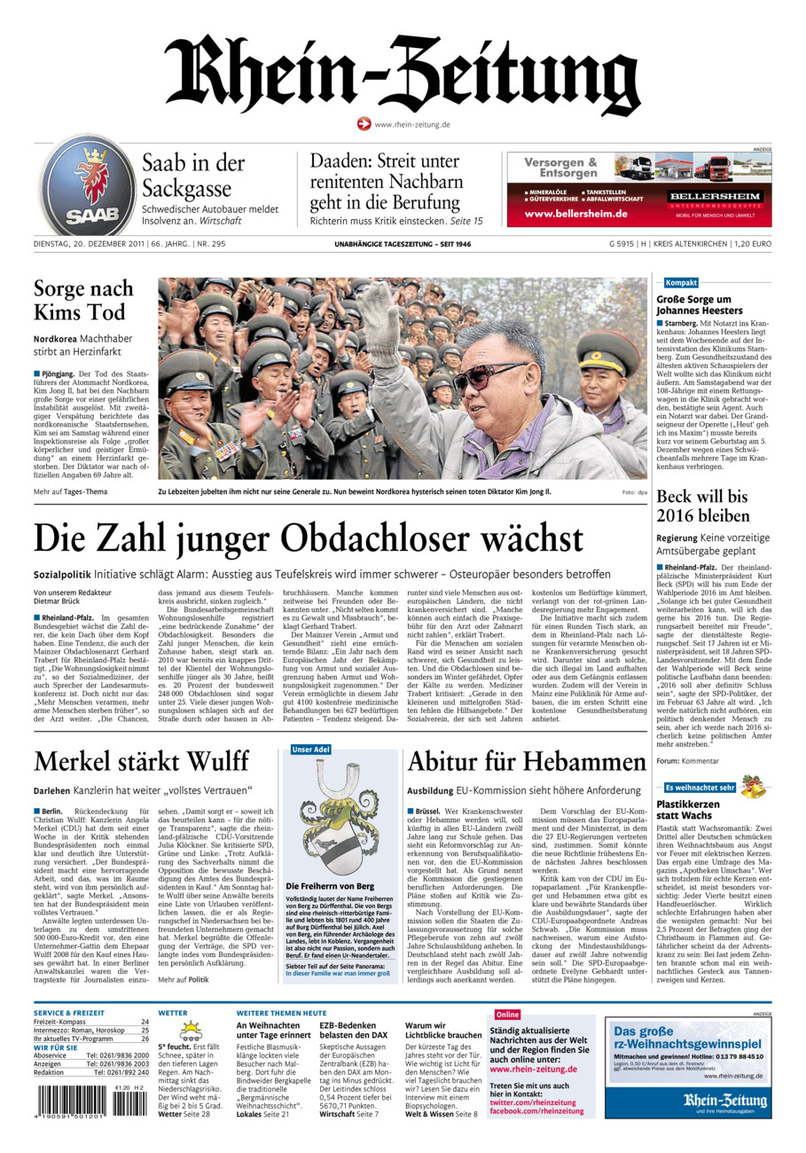 Rhein-Zeitung Kreis Altenkirchen vom Dienstag, 20.12.2011