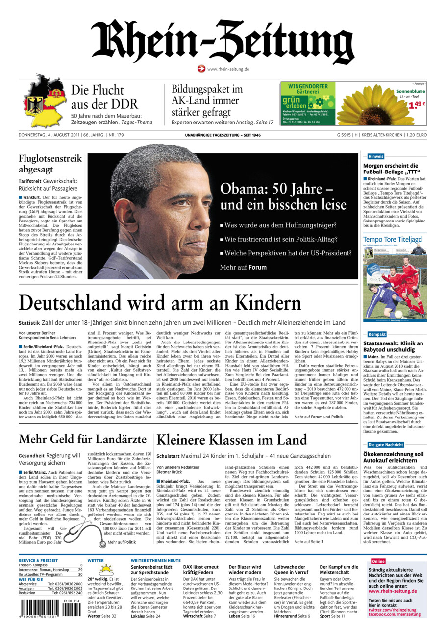 Rhein-Zeitung Kreis Altenkirchen vom Donnerstag, 04.08.2011
