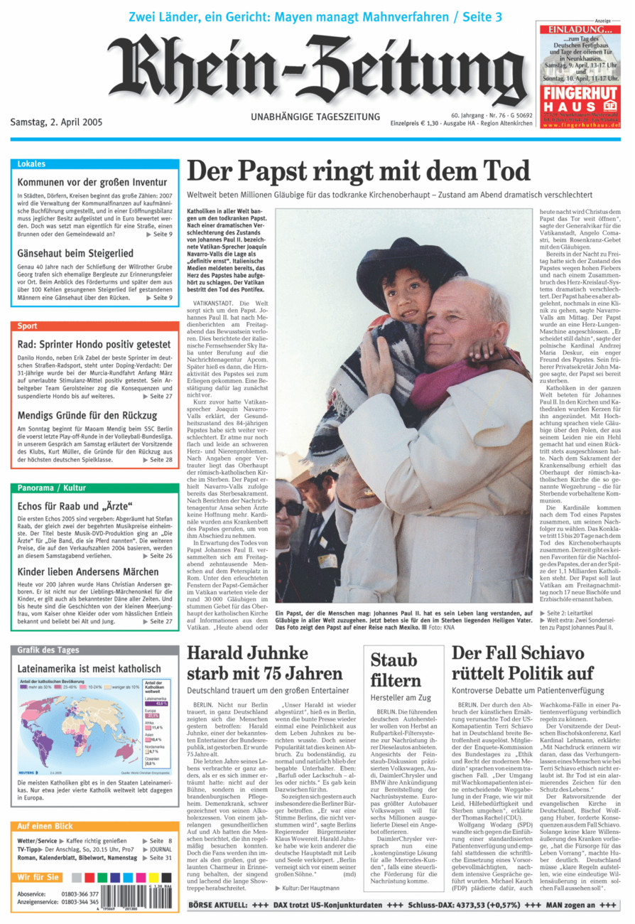 Rhein-Zeitung Kreis Altenkirchen vom Samstag, 02.04.2005