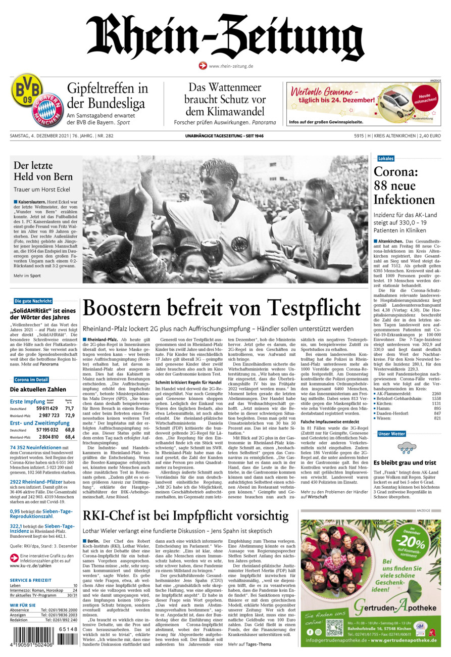 Rhein-Zeitung Kreis Altenkirchen vom Samstag, 04.12.2021