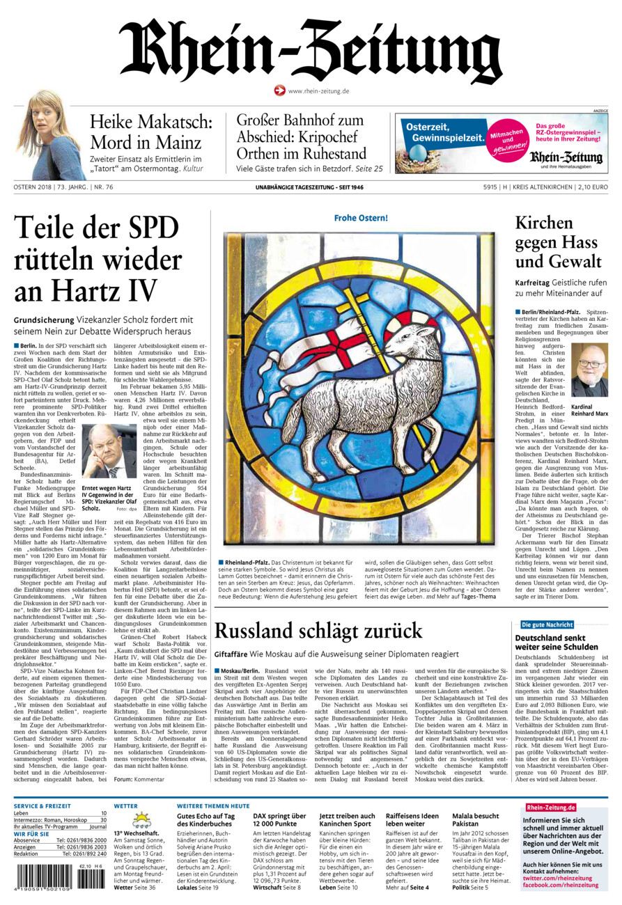 Rhein-Zeitung Kreis Altenkirchen vom Samstag, 31.03.2018