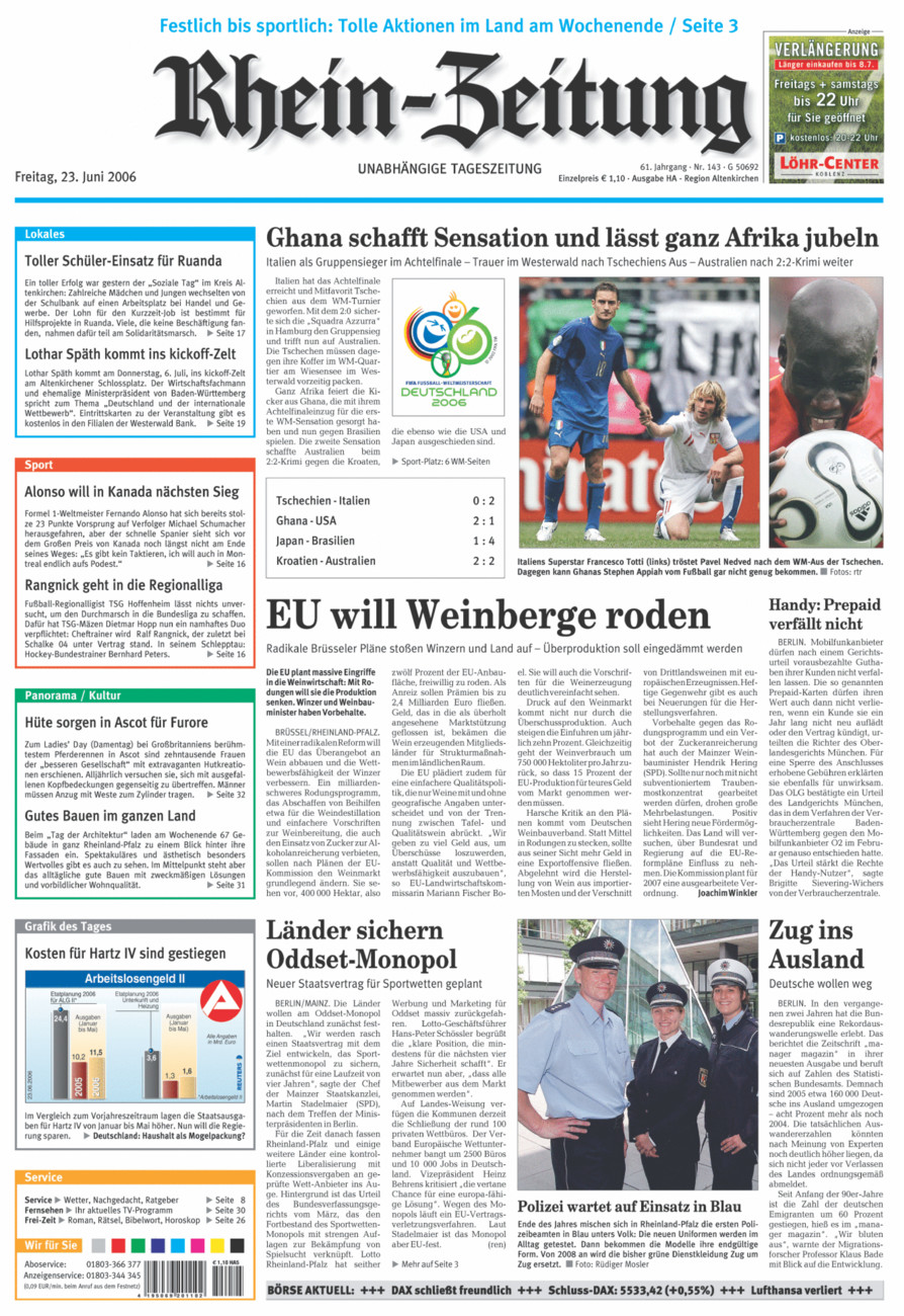 Rhein-Zeitung Kreis Altenkirchen vom Freitag, 23.06.2006
