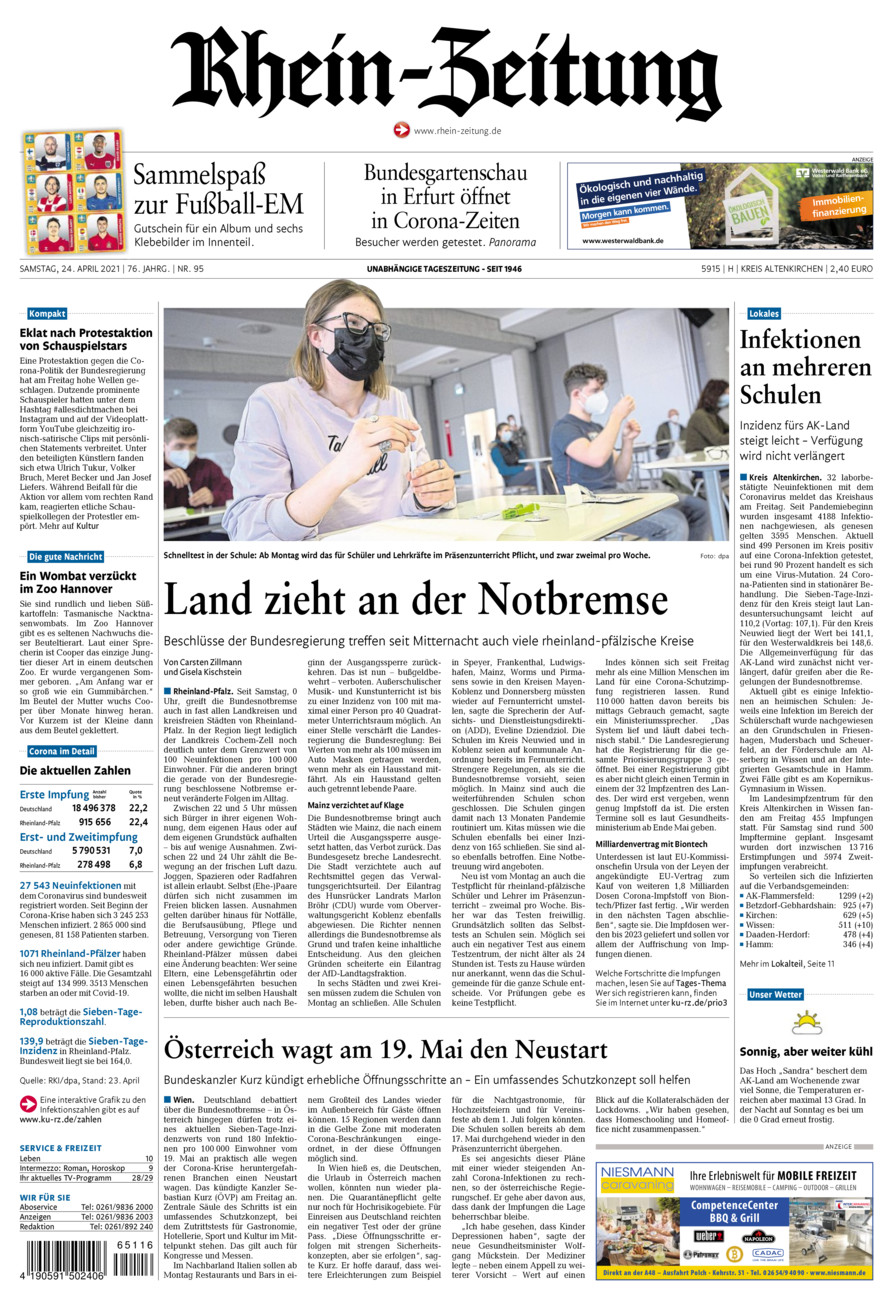 Rhein-Zeitung Kreis Altenkirchen vom Samstag, 24.04.2021