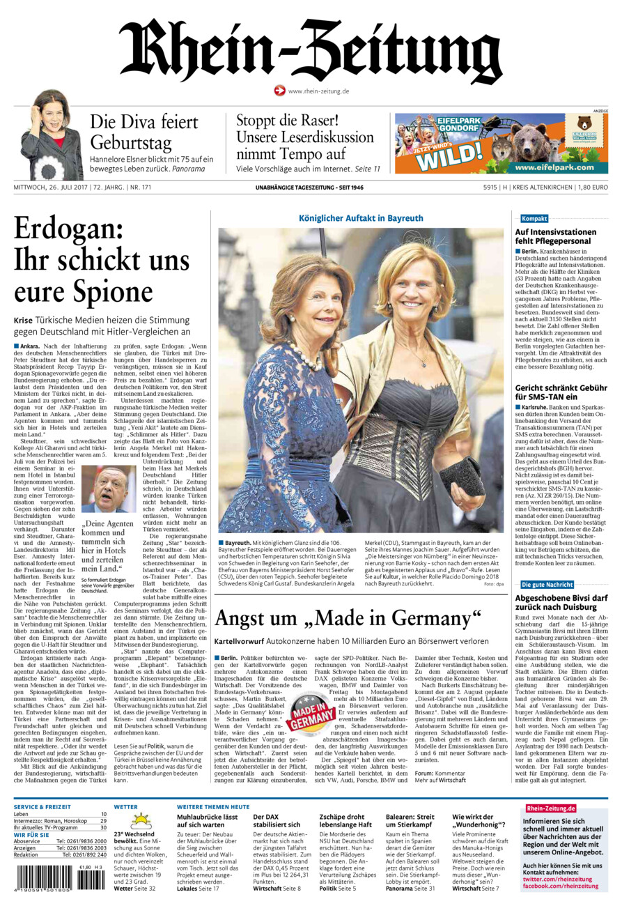 Rhein-Zeitung Kreis Altenkirchen vom Mittwoch, 26.07.2017