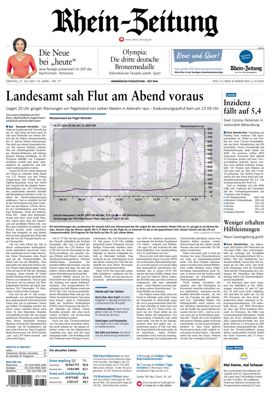 Rhein-Zeitung Kreis Altenkirchen vom Dienstag, 27.07.2021