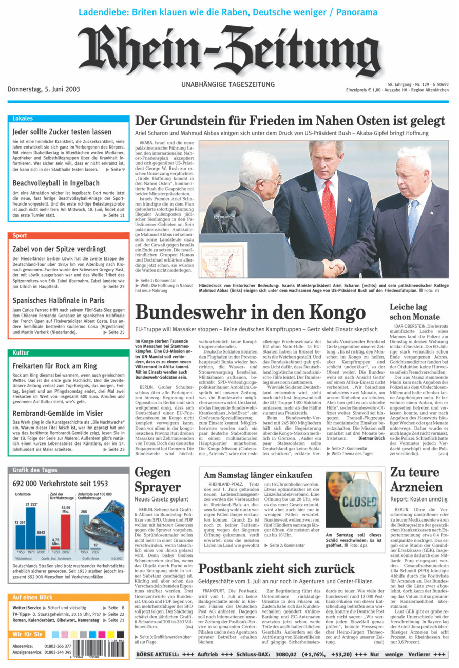 Rhein-Zeitung Kreis Altenkirchen vom Donnerstag, 05.06.2003