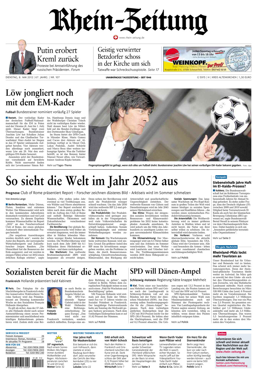Rhein-Zeitung Kreis Altenkirchen vom Dienstag, 08.05.2012