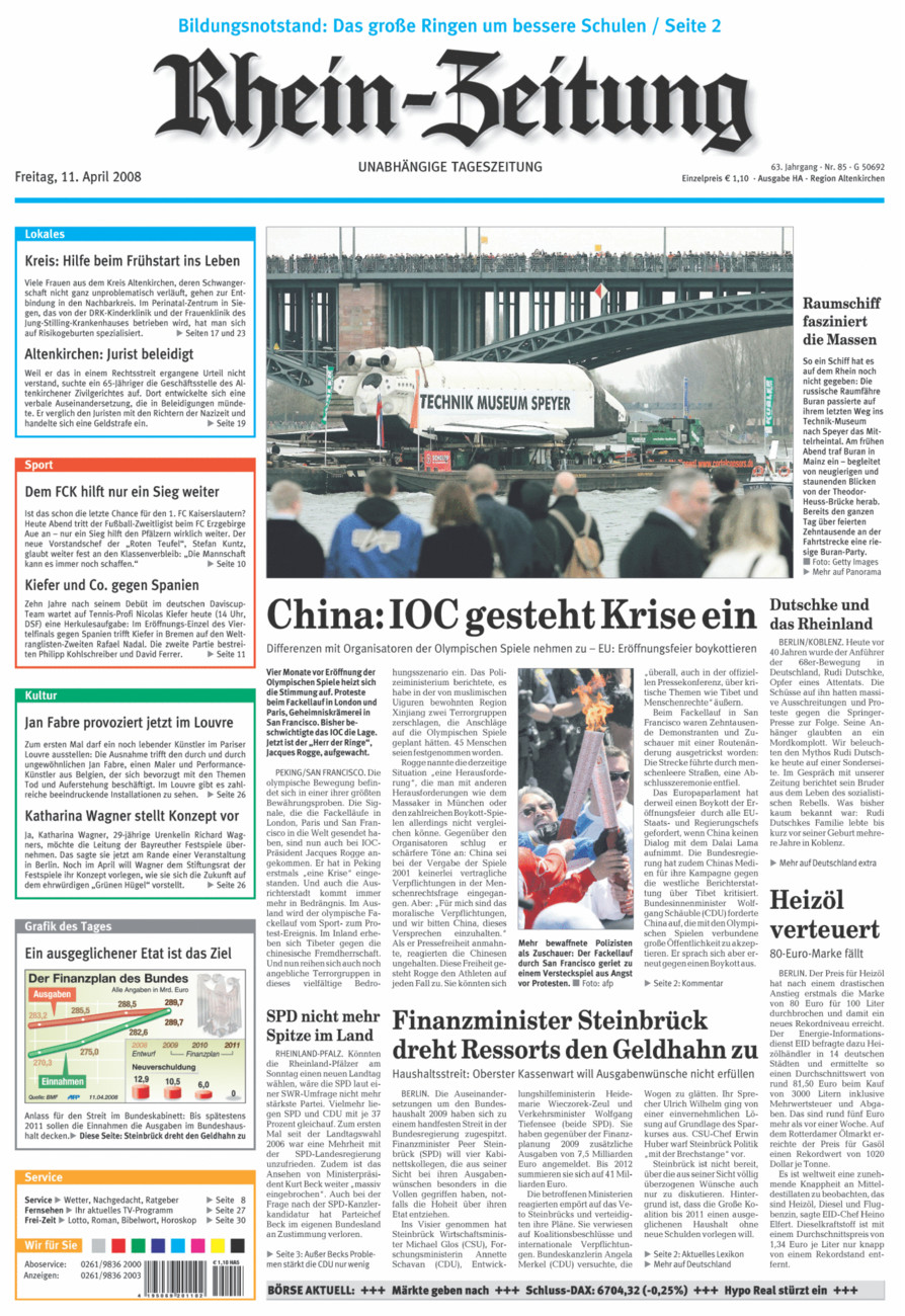 Rhein-Zeitung Kreis Altenkirchen vom Freitag, 11.04.2008