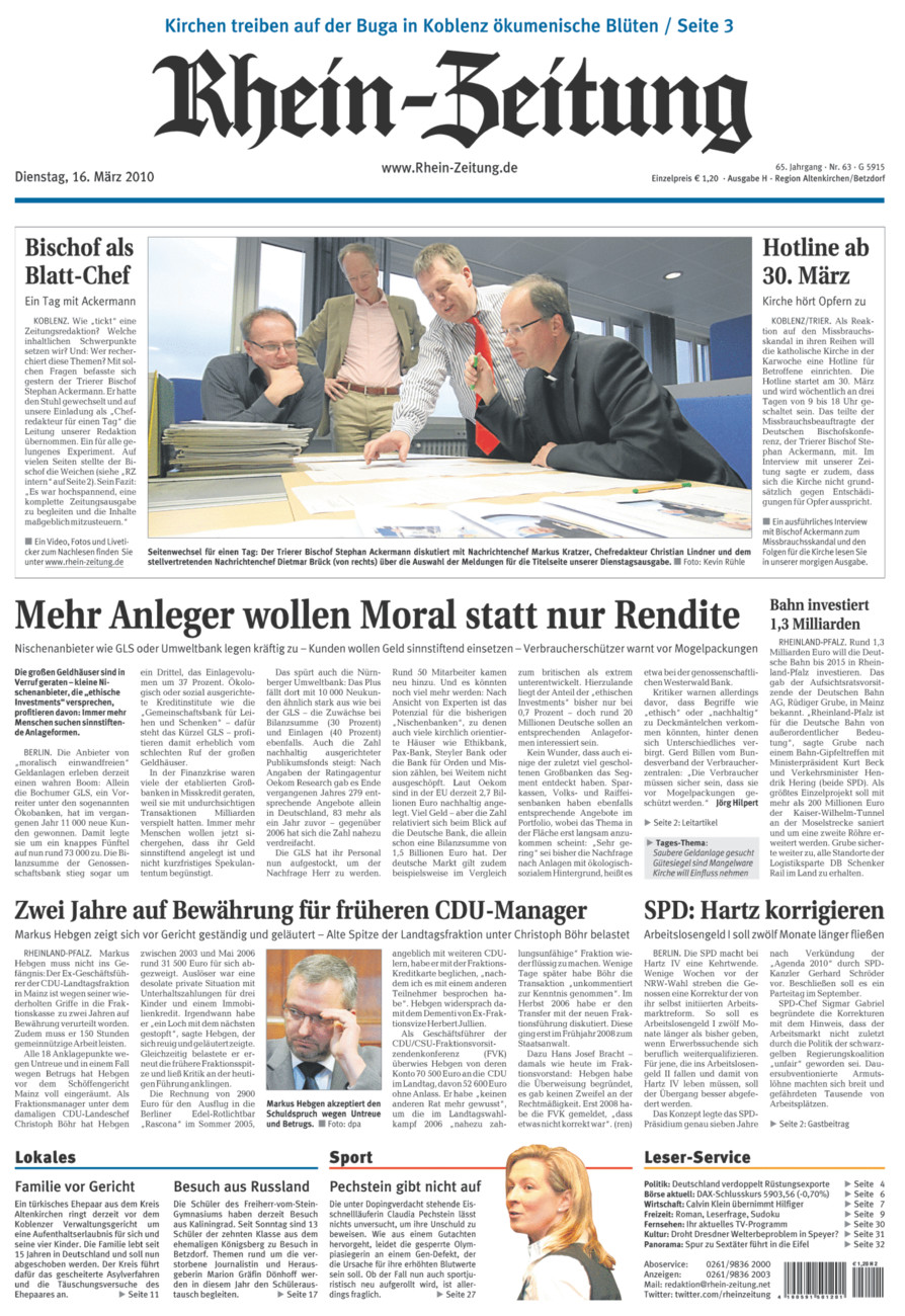 Rhein-Zeitung Kreis Altenkirchen vom Dienstag, 16.03.2010