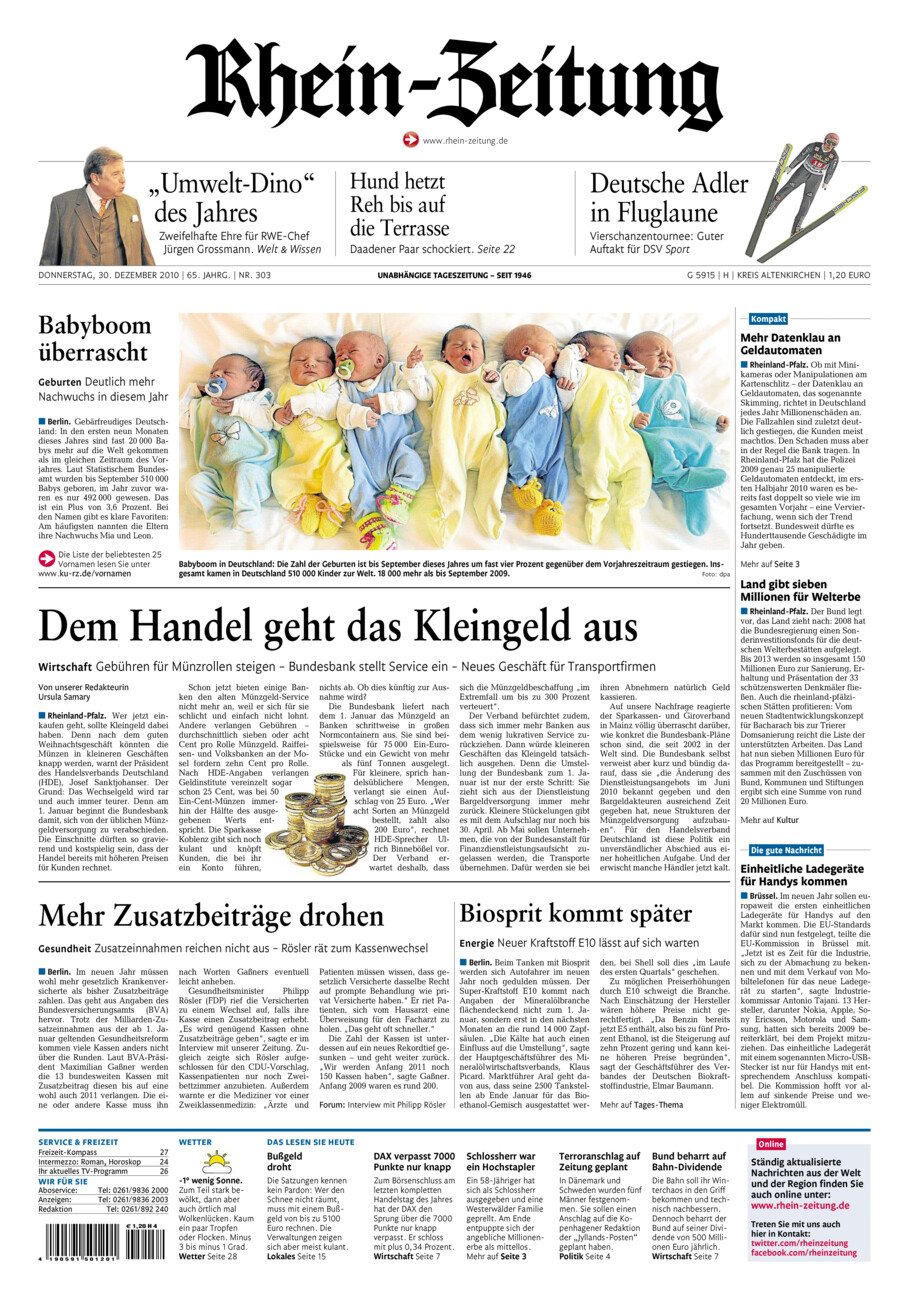 Rhein-Zeitung Kreis Altenkirchen vom Donnerstag, 30.12.2010