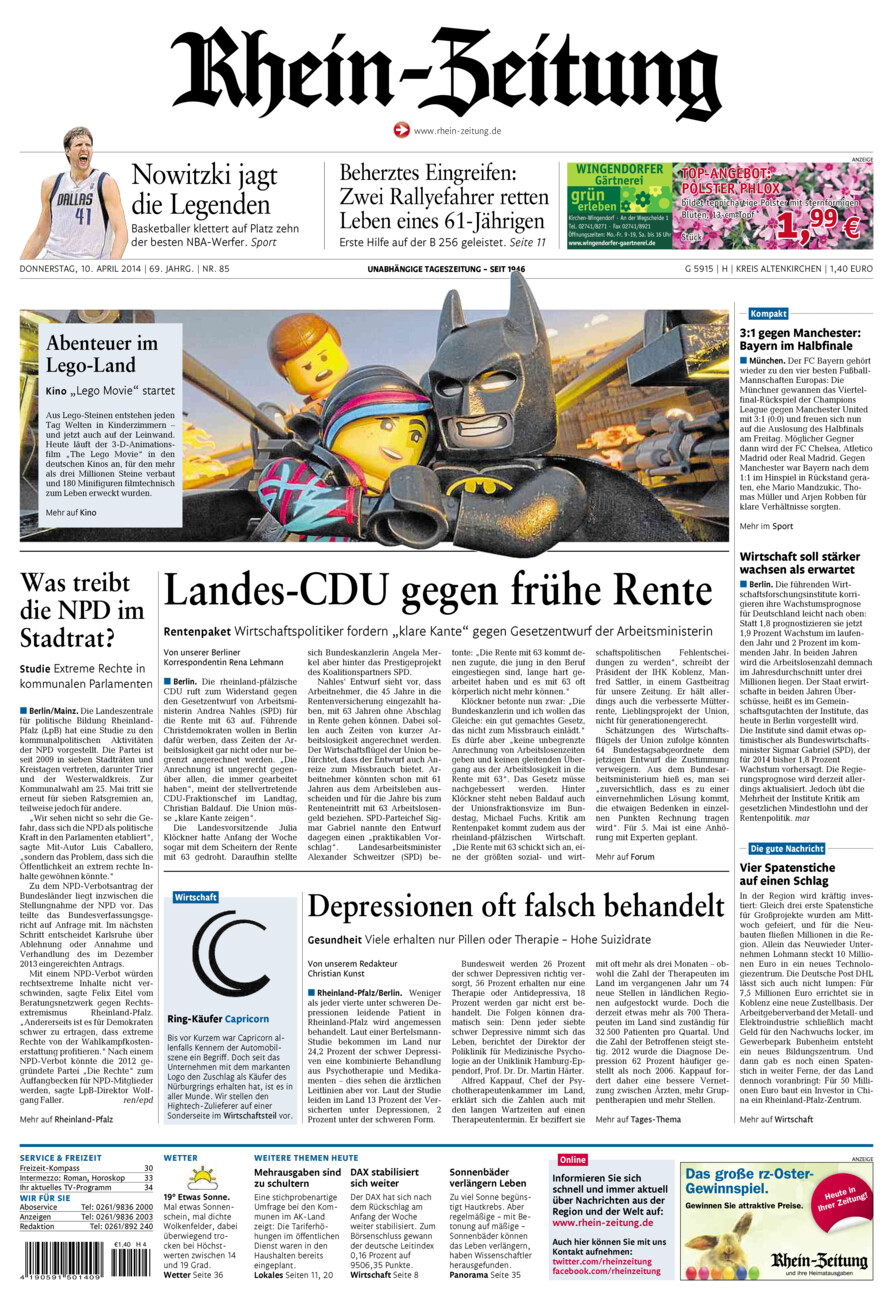 Rhein-Zeitung Kreis Altenkirchen vom Donnerstag, 10.04.2014