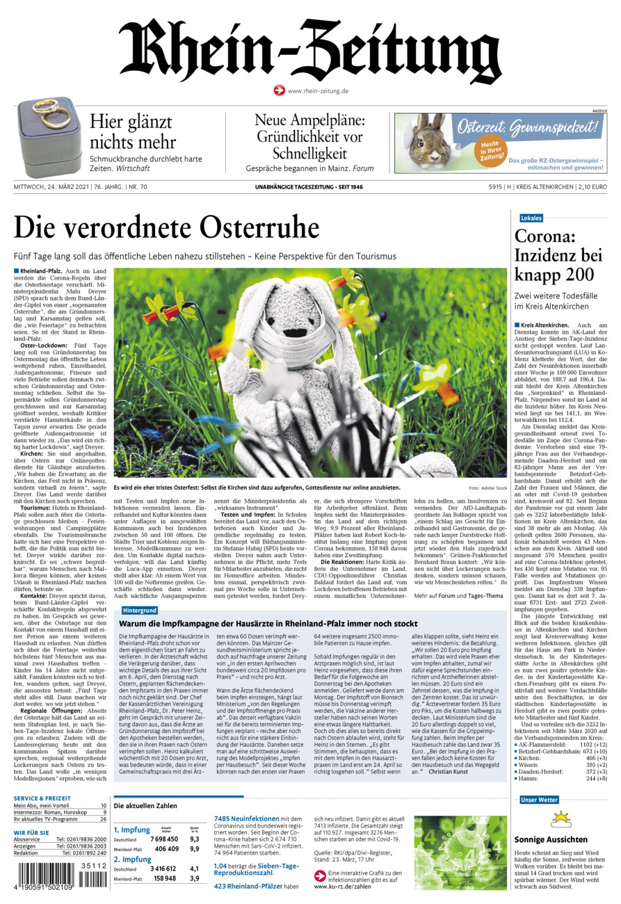 Rhein-Zeitung Kreis Altenkirchen vom Mittwoch, 24.03.2021