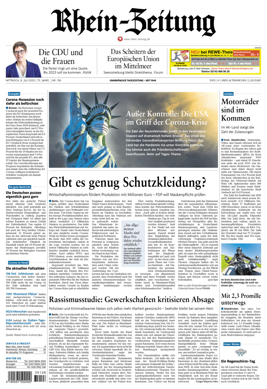 Rhein-Zeitung Kreis Altenkirchen vom Mittwoch, 08.07.2020