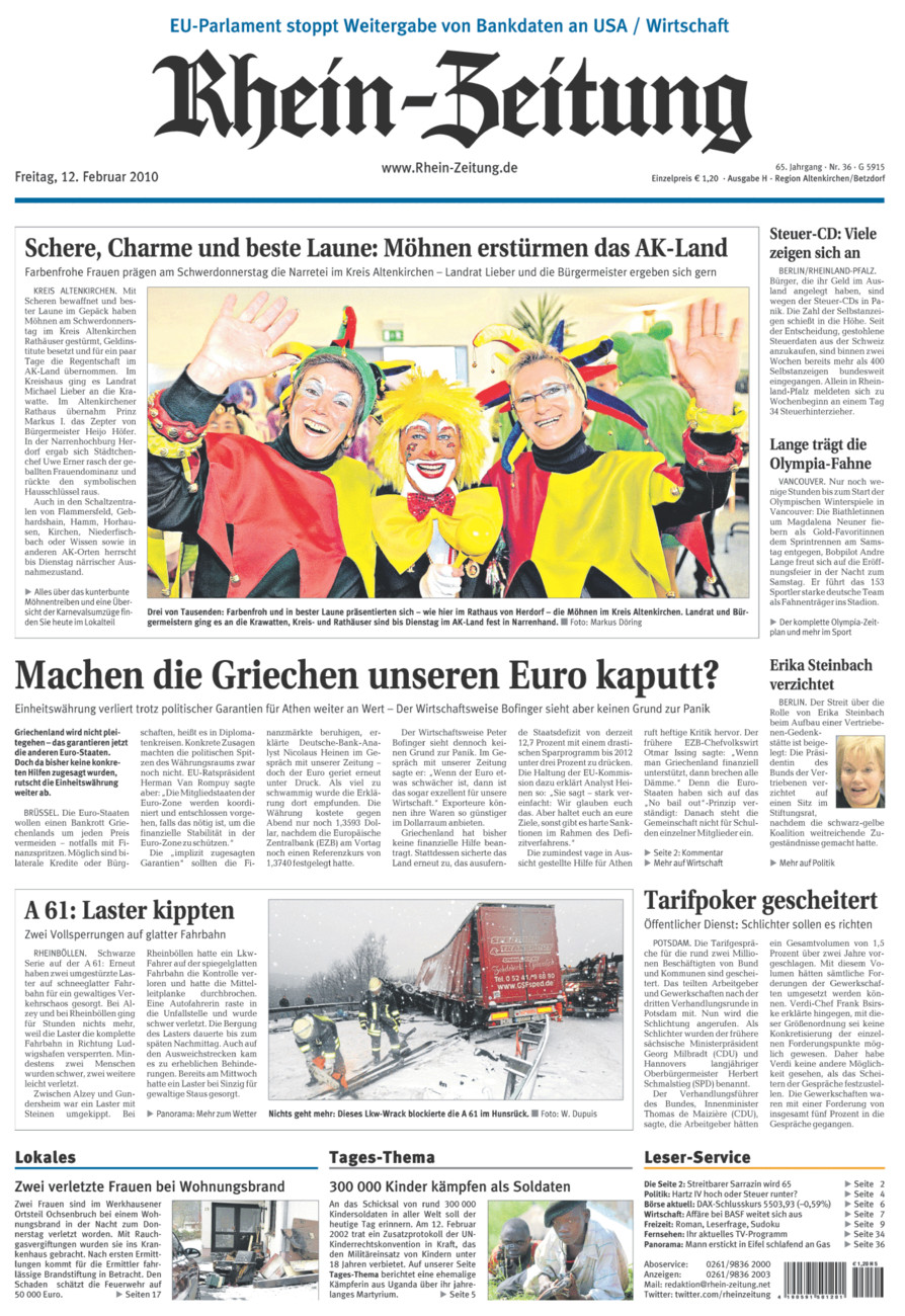 Rhein-Zeitung Kreis Altenkirchen vom Freitag, 12.02.2010