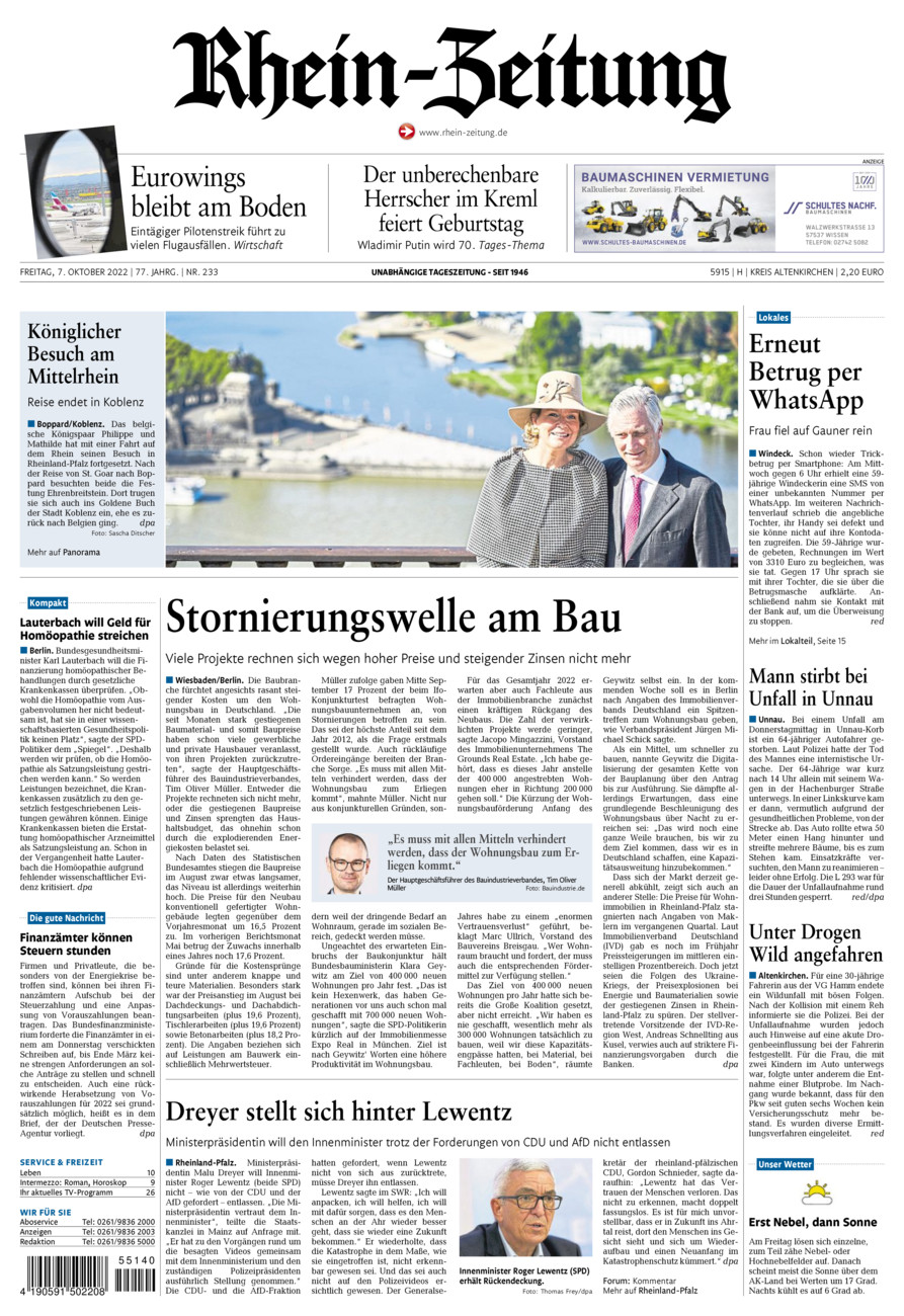 Rhein-Zeitung Kreis Altenkirchen vom Freitag, 07.10.2022