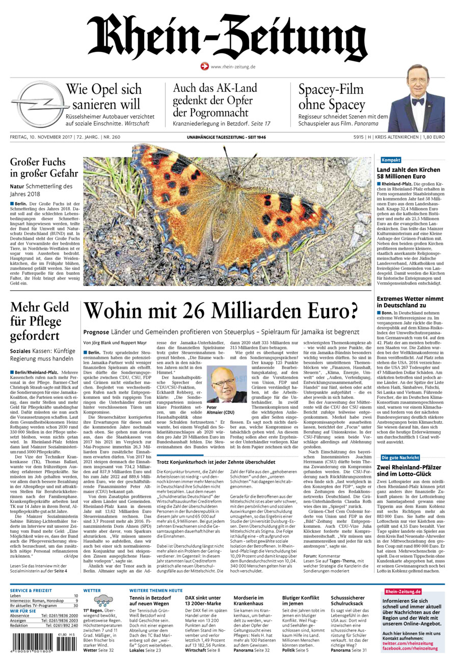 Rhein-Zeitung Kreis Altenkirchen vom Freitag, 10.11.2017