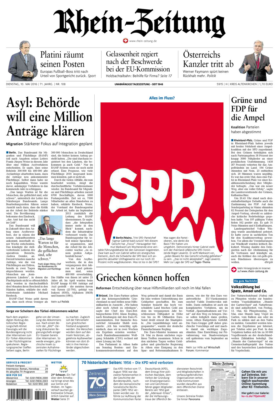 Rhein-Zeitung Kreis Altenkirchen vom Dienstag, 10.05.2016