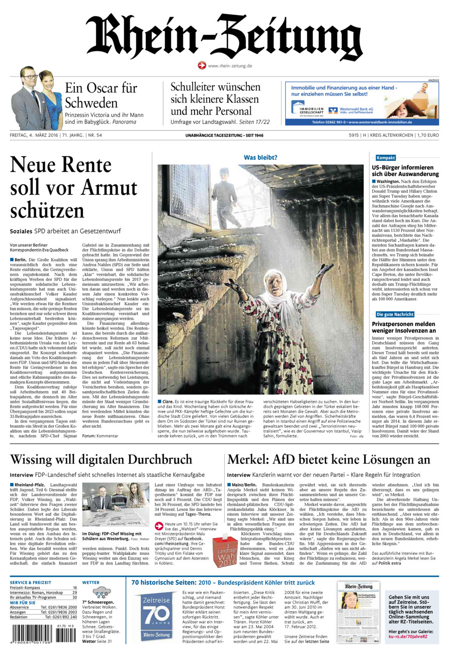 Rhein-Zeitung Kreis Altenkirchen vom Freitag, 04.03.2016