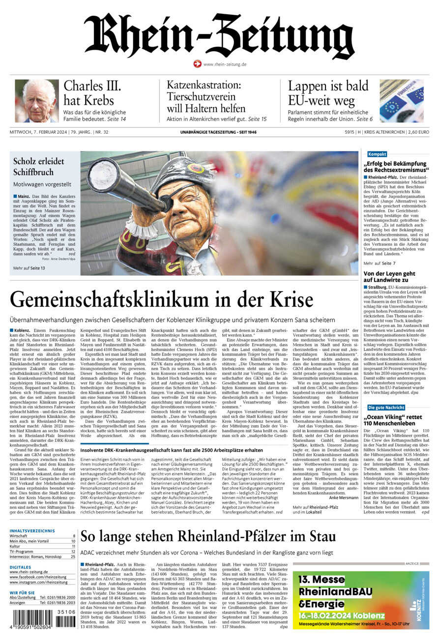 Rhein-Zeitung Kreis Altenkirchen vom Mittwoch, 07.02.2024