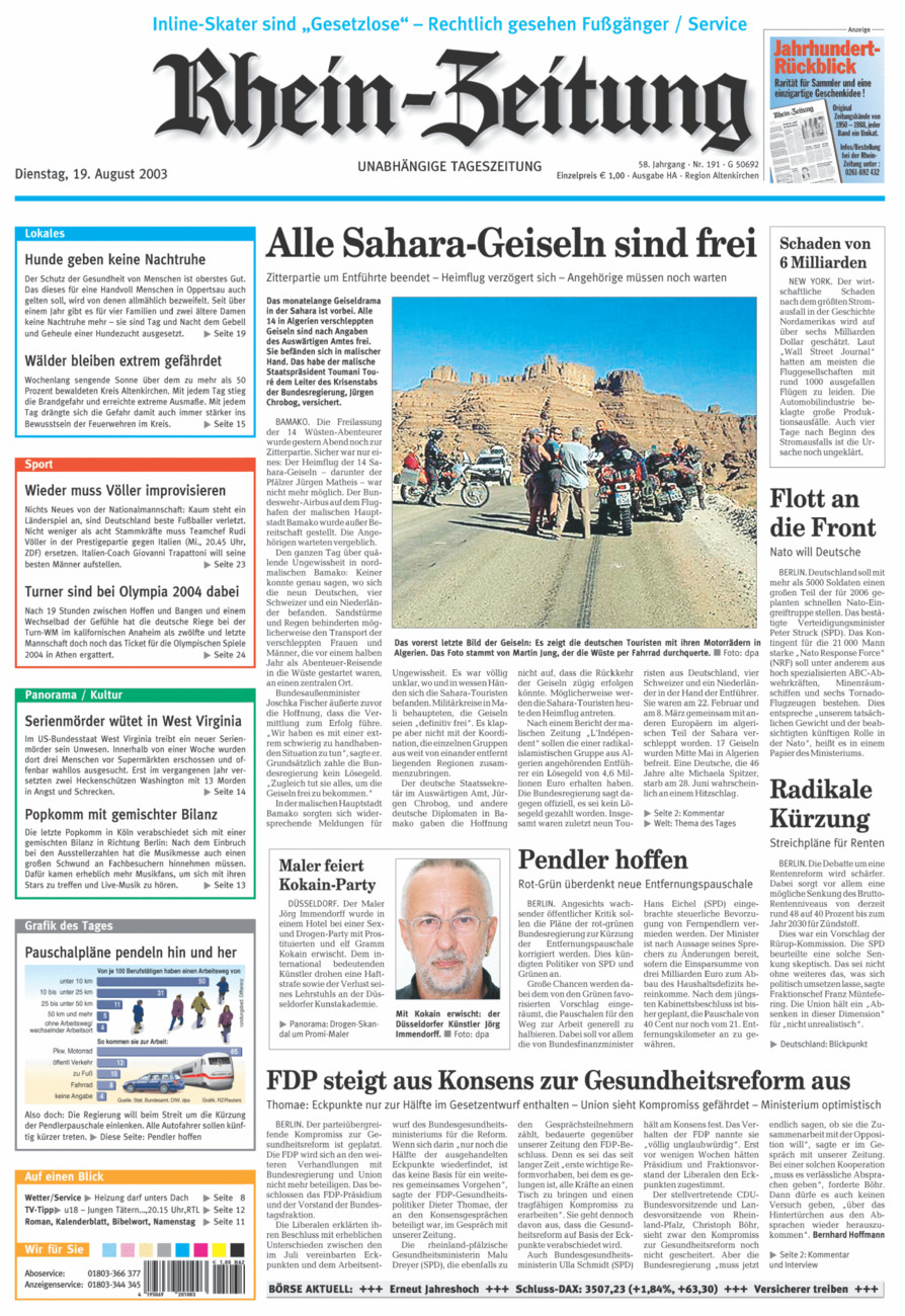 Rhein-Zeitung Kreis Altenkirchen vom Dienstag, 19.08.2003