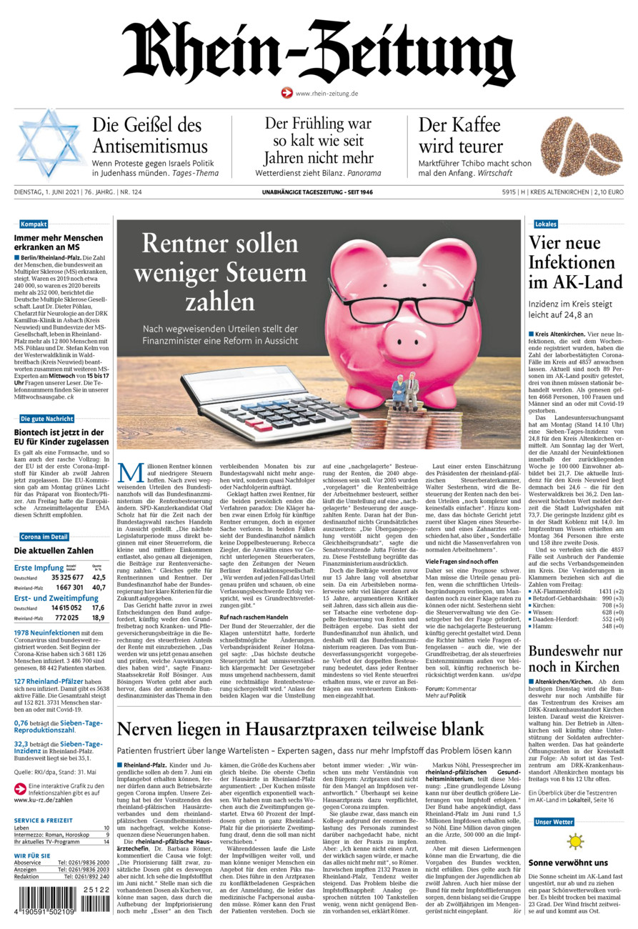 Rhein-Zeitung Kreis Altenkirchen vom Dienstag, 01.06.2021