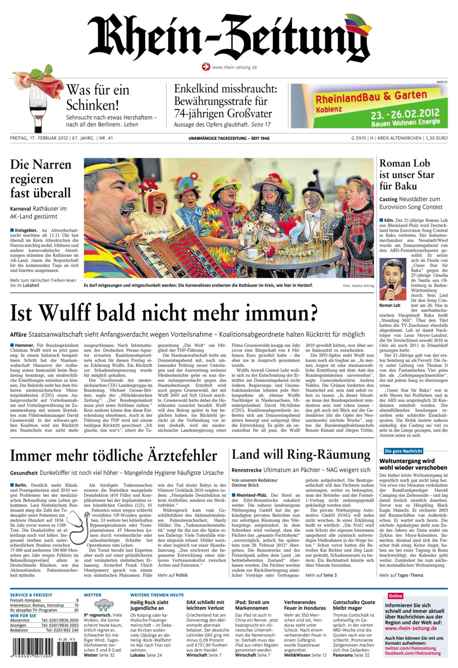 Rhein-Zeitung Kreis Altenkirchen vom Freitag, 17.02.2012