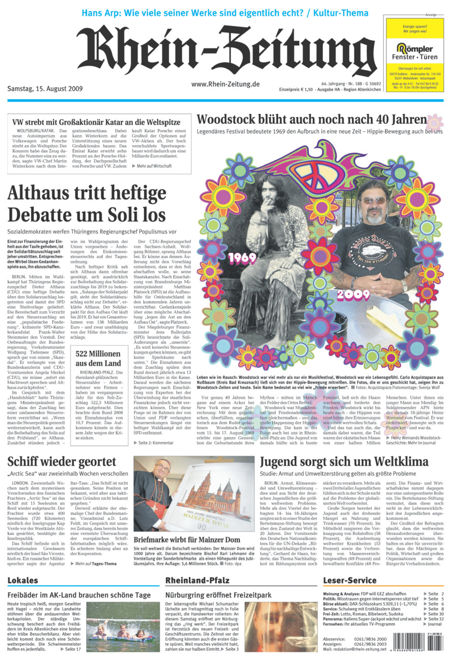 Rhein-Zeitung Kreis Altenkirchen vom Samstag, 15.08.2009