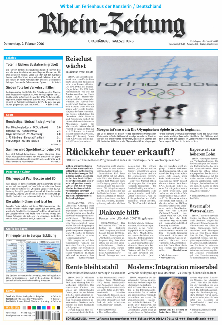 Rhein-Zeitung Kreis Altenkirchen vom Donnerstag, 09.02.2006