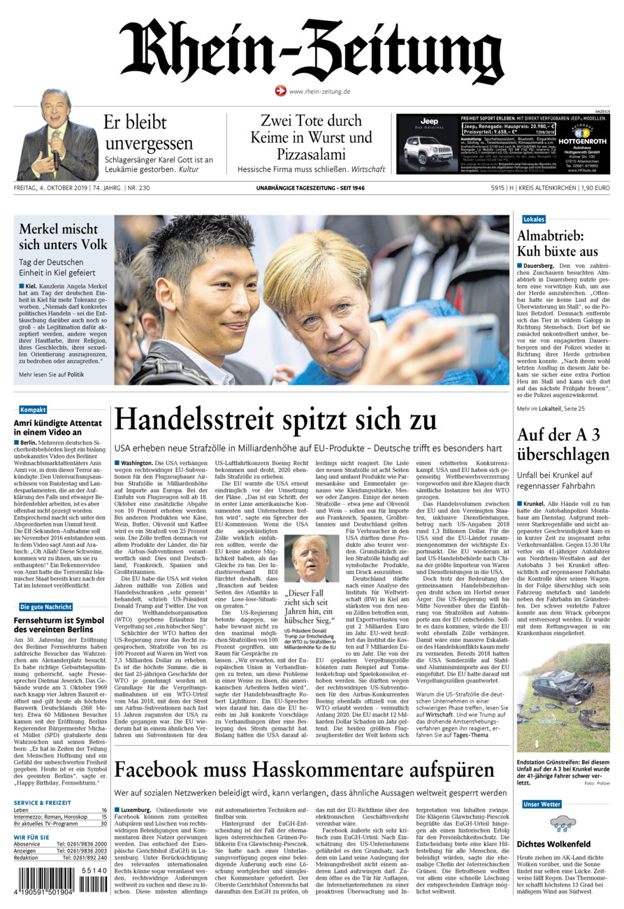 Rhein-Zeitung Kreis Altenkirchen vom Freitag, 04.10.2019