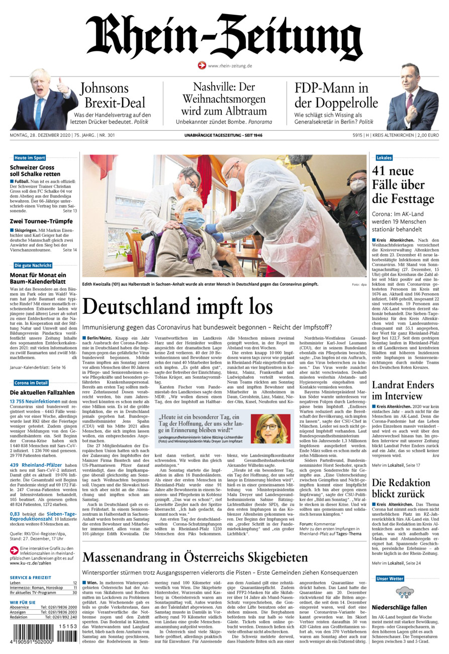 Rhein-Zeitung Kreis Altenkirchen vom Montag, 28.12.2020