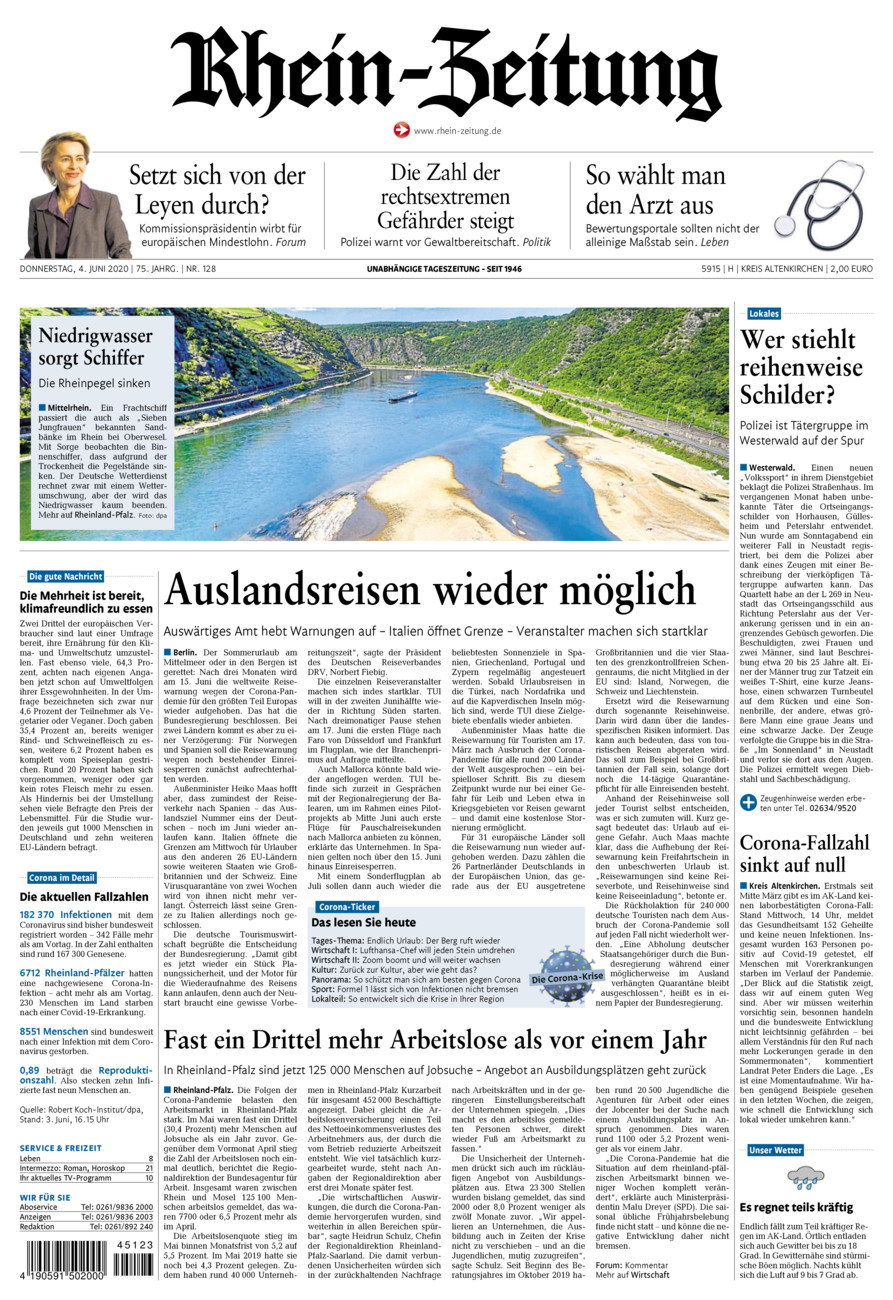 Rhein-Zeitung Kreis Altenkirchen vom Donnerstag, 04.06.2020