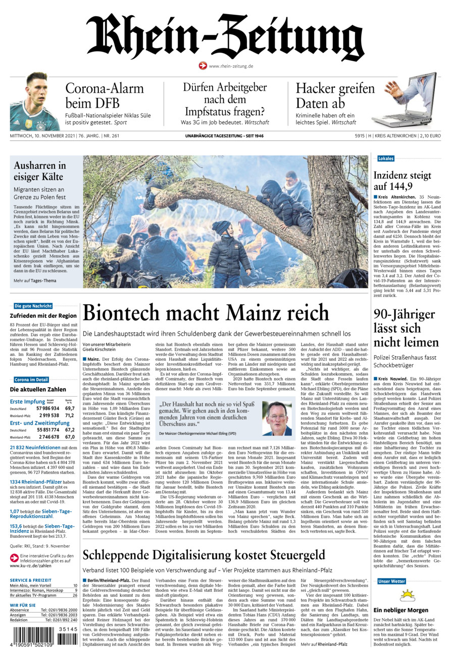 Rhein-Zeitung Kreis Altenkirchen vom Mittwoch, 10.11.2021