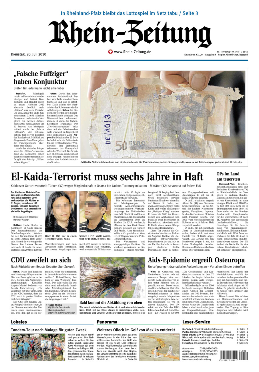 Rhein-Zeitung Kreis Altenkirchen vom Dienstag, 20.07.2010