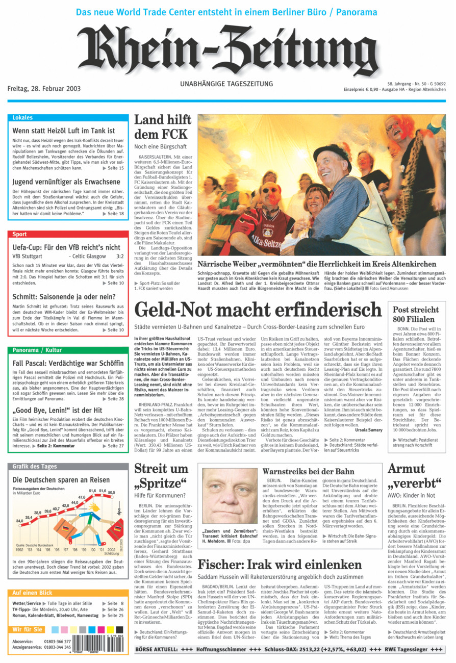 Rhein-Zeitung Kreis Altenkirchen vom Freitag, 28.02.2003