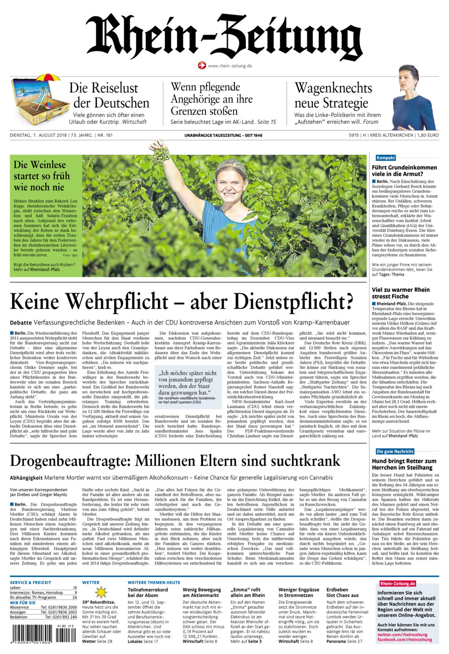 Rhein-Zeitung Kreis Altenkirchen vom Dienstag, 07.08.2018