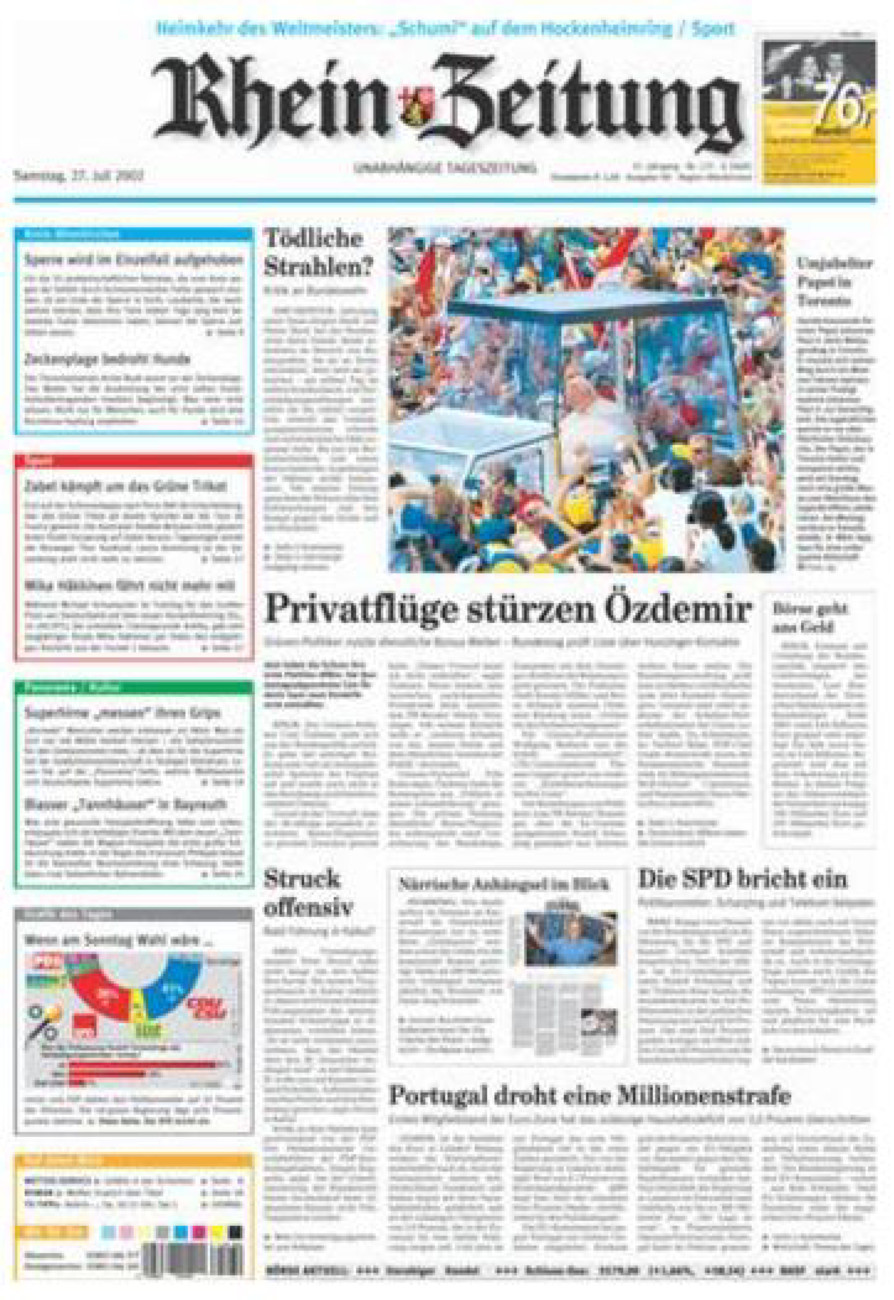 Rhein-Zeitung Kreis Altenkirchen vom Samstag, 27.07.2002