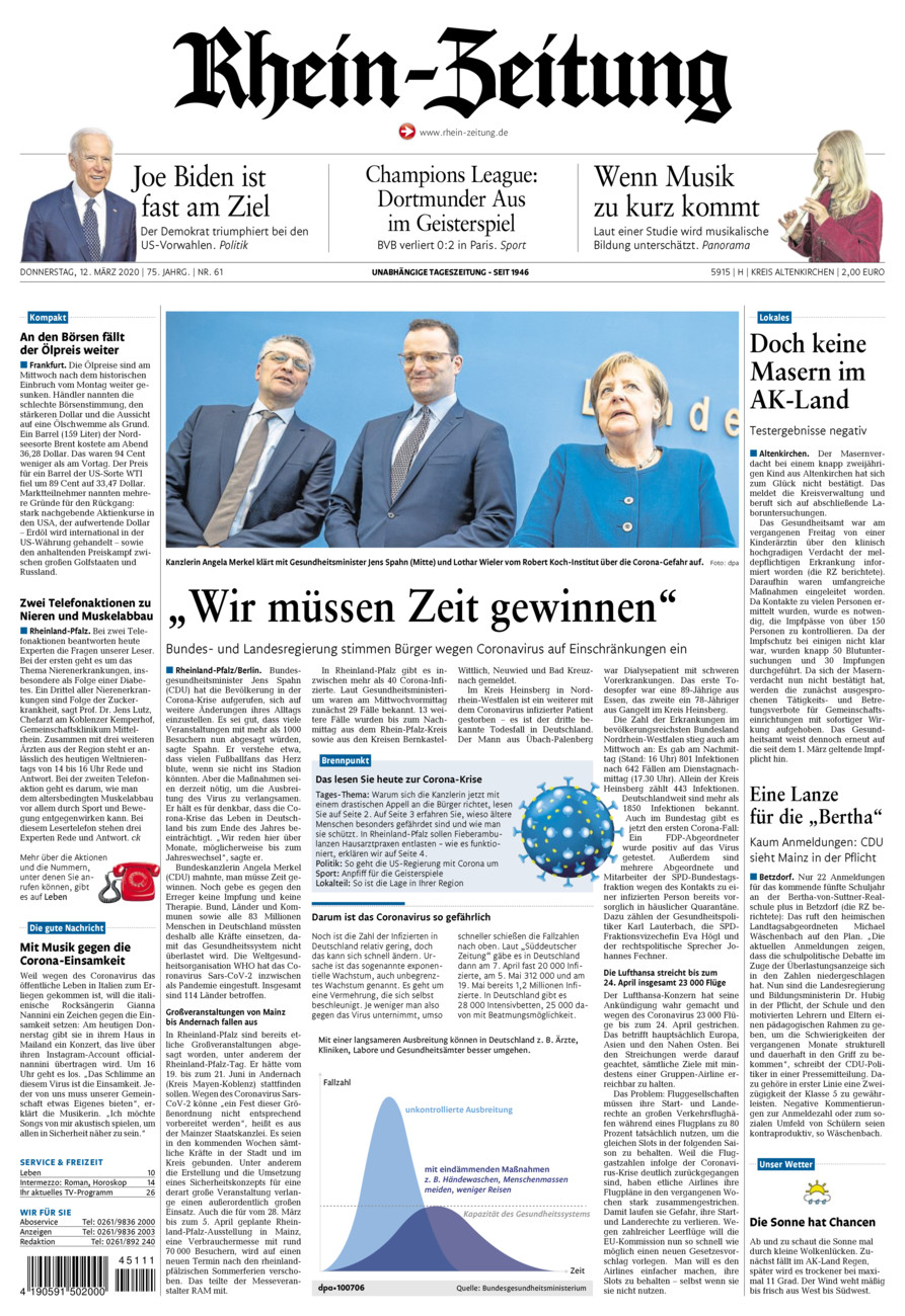 Rhein-Zeitung Kreis Altenkirchen vom Donnerstag, 12.03.2020